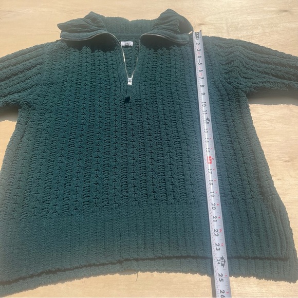 Aerie XS green knit three-quarter collared zip up comfy thick fall winter cozy - Picture 5 of 7